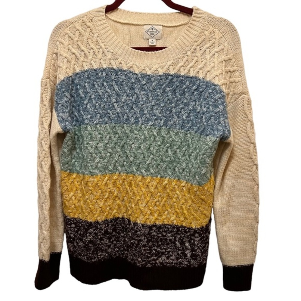 St. John’s Bay Womens Multi Color Chunky Cable Sweater Size Medium